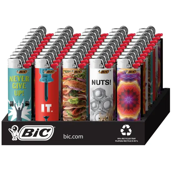 BIC Maxi Pocket Lighter, Special Edition Favorites Collection, Assorted Unique Lighter Designs, 50 Count Tray of Lighters {2}