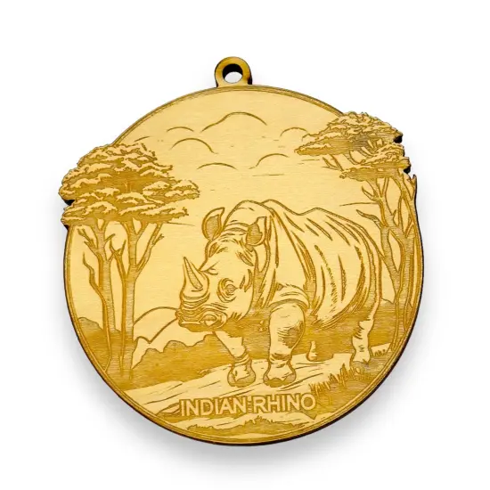 Ornament - Indian Rhino Raw wood {1}