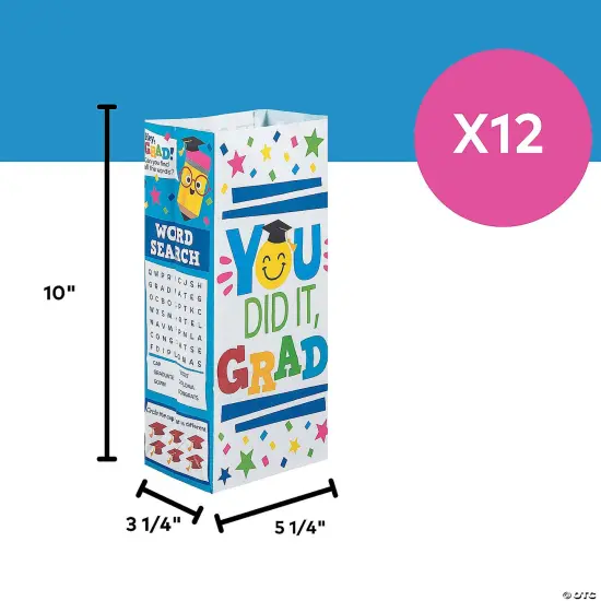 5 1/4" x 10" Elementary Graduation Paper Activity Treat Bags - 12 Pc. {4}