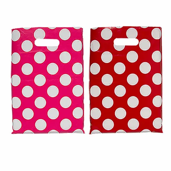 Medium Polka Dot Plastic Treat Bags 8 1/2" x 12" Bulk 50 Pc {4}