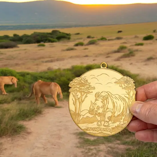 Ornament - Indian Rhino Raw wood {6}