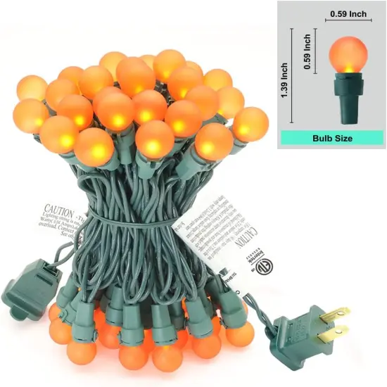 13.5ft Orange Halloween Lights G15 Glass Frosted Globe Lights {2}