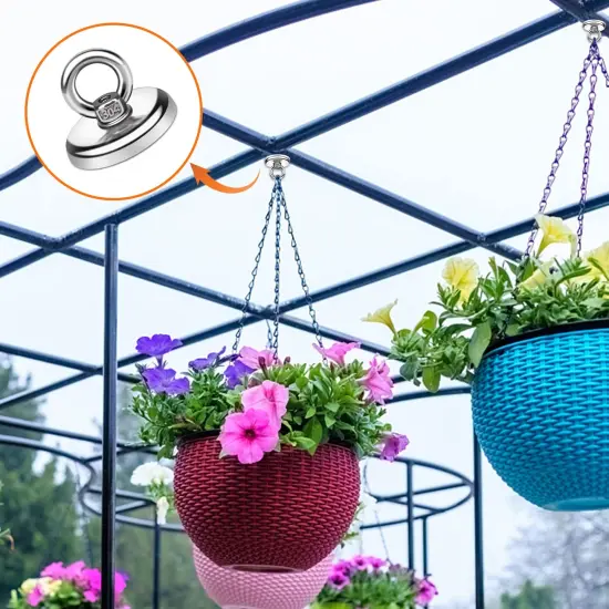 10 Pieces Magnetic Hooks, 100 LB（45KG） Heavy Duty Magnetic Hooks with Countersunk Hole Eyebolt, Perfect for Home, Kitchen, Workplace, Office and Garage, {4}