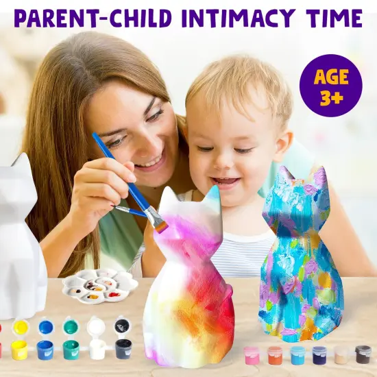 Paint Your Own Cat Lamp Kit, DIY Cat Crafts Night Light, Painting Kit Arts & Crafts for Kids Ages 8-12, Art Supplies Birthday Easter Party Holiday Gift for Teens Girls Boys Age 3 4 5 6 7 8+ {5}