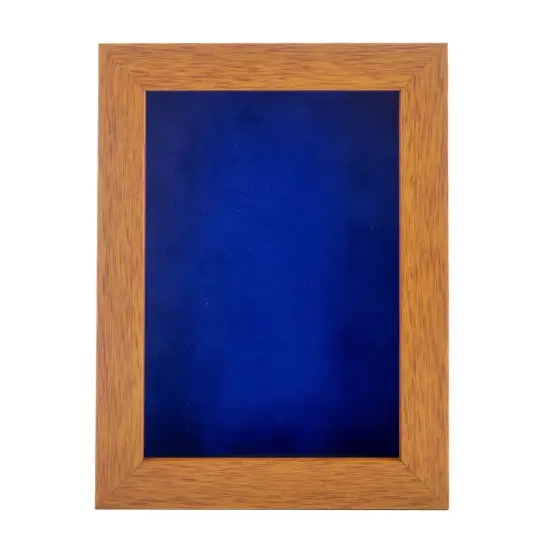 Warm Honey Brown Wood Shadow Box Frame with Acrylic Front - Royal Blue Suede Backing, 30 Sizes {4}