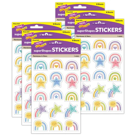 Rainbows & Stars Large superShapes Stickers, 120 Per Pack, 6 Packs {1}