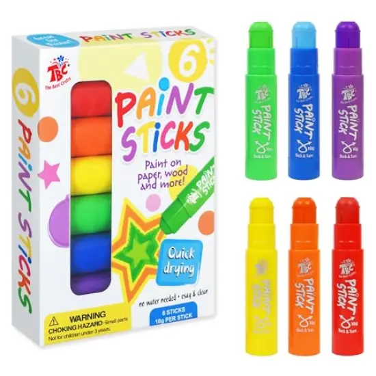 Paint Sticks, 6 Classic Colors, Washable, Non- Toxic, Tempera Paint Sticks for Kids and Student {2}