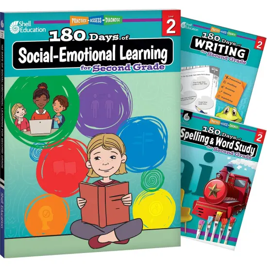 180 Days Books:Social-Emotional Learning, Writing, & Spelling for Grade 2 - Set of 3 Books {1}
