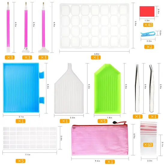 117 Pieces 5D DIY Diamond Painting Tools and Accessories Kits with Diamond Embroidery Box and Multiple Sizes Painting Pens for Adults to Make Art Craft {1}