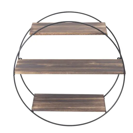 20" Multi Teir Industrial Round Floating Shelf Circle Wall Shelf Hanging Display {3}