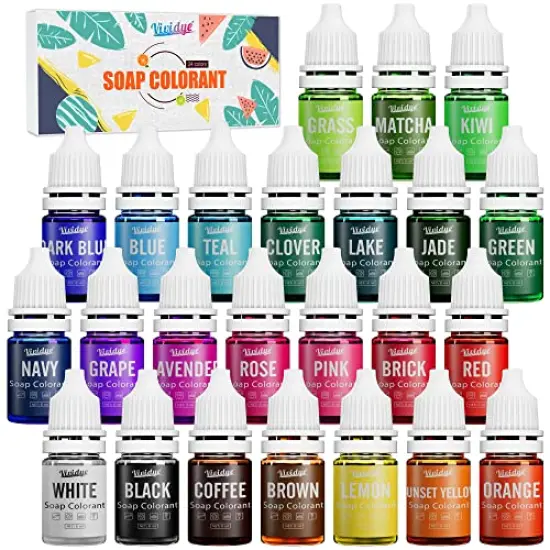 24 Color Food Grade Skin Safe Soap Coloring Bath Bomb Color Dye for DIY Soap Making Supplies - Liquid Concentrated Soap Colorant for Bath Bomb Supplies Kit, Handmade Soaps, DIY Craft {2}