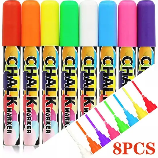 8Pack Liquid Chalk Markers Erasable Chalkboard Neon Pens for Signs Painting Card {4}