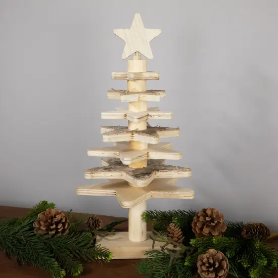 Northlight Star Cut-Outs Wooden Tree Christmas Decoration - 16" Beige {1}