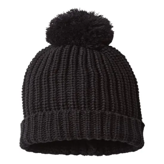 Richardson&reg; Chunky Cable Beanie Stone/ Navy {4}