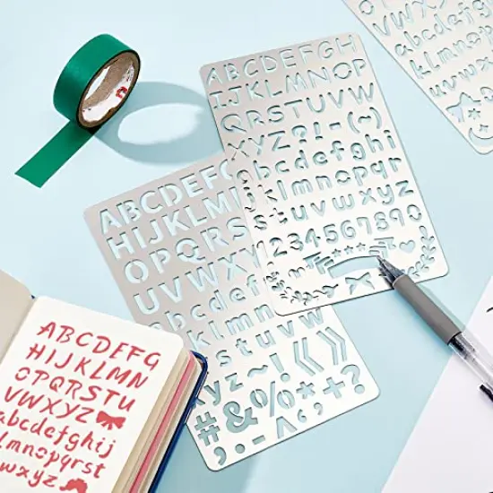 4 Pieces 4x7 Inch Metal Engraving Stencils Letter Number Metal Stencils for Wood Carving, Drawings and Woodburning, Engraving and Scrapbooking Project {5}
