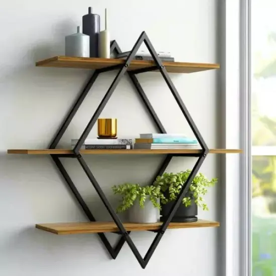 Rustic Wood Floating Shelves Decorative Wall Shelf Bathroom Kitchen Office Room {4}