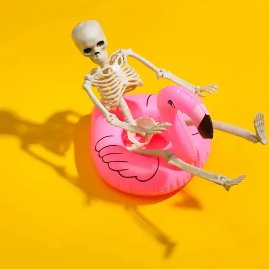 5 Pieces Halloween Skeleton Decorations, 16" Halloween Full Body Mini Skeleton with Movable Posable Joints, Spooky Plastic Skeleton for Yard Garden Lawn Haunted House Graveyard Props Decor {3}