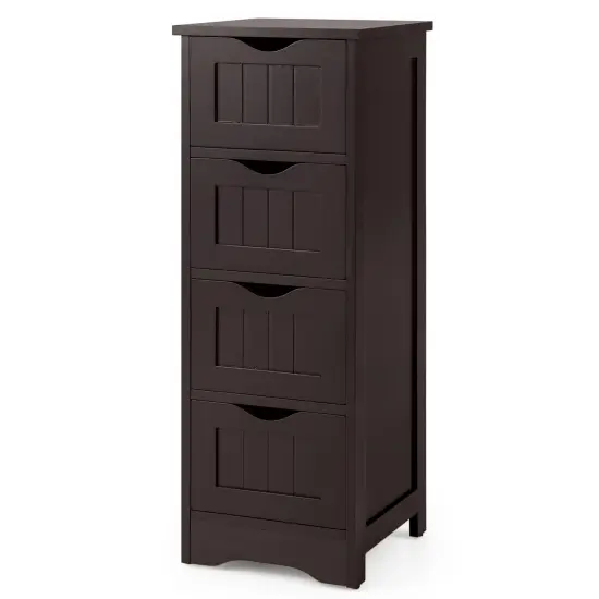 Costway 32.5'' Bathroom Floor Cabinet with Anti-tipping Device Freestanding Towel Cabinet {7}