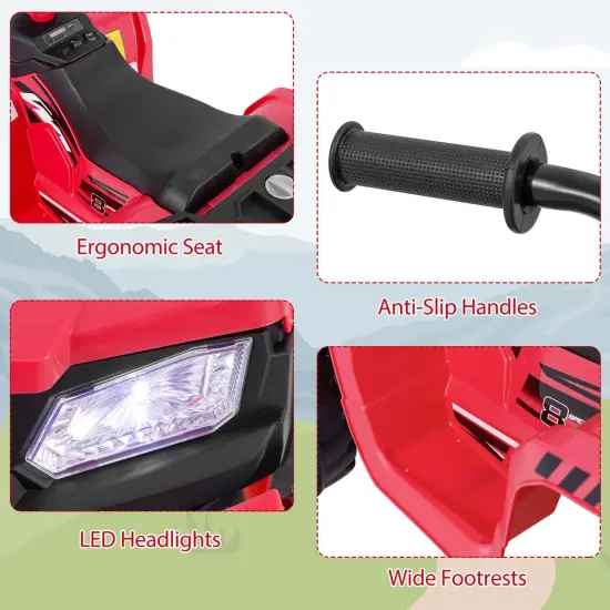 Honeyjoy 24V Kids Ride-On Electric ATV 4-Wheeler Quad Car with Wireless Connection Black/Blue/Pink/Red/Purple {6}