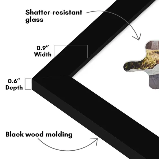 Americanflat Picture Frame with Wavy Mat - Ideal for Any Room, Living Rooms, Dorm Room {9}
