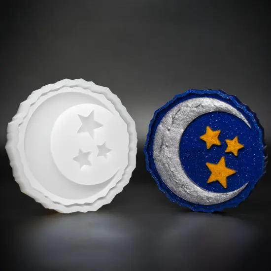 Handmade Moon and Stars Coaster Silicone Mold {1}