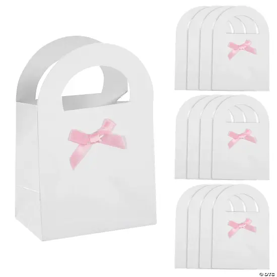 Baby Shower Paper Treat Bags with Pink Bow - 12 Pc {2}