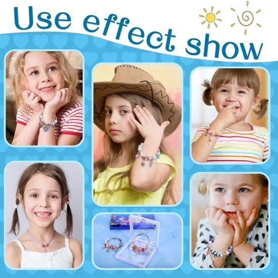 Charm Bracelet Making Kit – 72-Piece Mermaid & Unicorn Jewelry Craft Set for Girls Aged 5-12 {4}