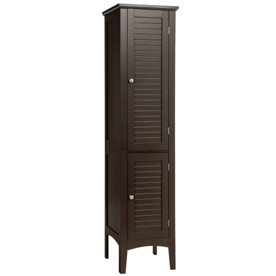 Costway Freestanding Bathroom Storage Cabinet Linen Tower Kitchen Living Room Grey\Black\Brown\White {1}