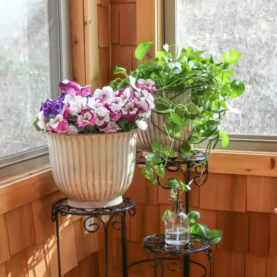 Carlotta Metal Planter - 14.75 in - White Glaze - Set of 4 {3}