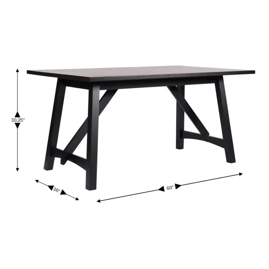 Merrick Lane Carroll Wooden Dining Table with Trestle Style Base Black Matte {4}