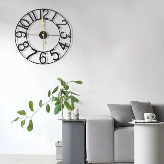 24'' Large Vintage Wall Clock Battery Powered Non-Ticking Indoor Outdoor 60cm {3}