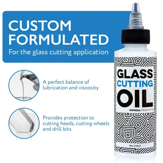 Glass Cutting Oil with Precision Application Top - 4 oz - Great for Stained Glass, Bottles, Tiles, and Mirrors - Custom-Formulated for Various Glass Cutting Tools and Applications {1}