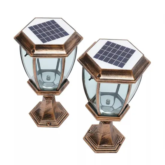 2-Pack Solar LED Post Light Lamp Yard Driveway Fence Outdoor Pillar Lights Lamps {4}