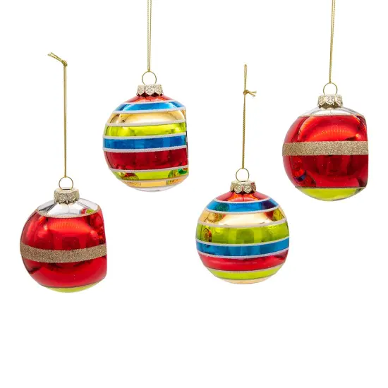 Vintage Tinsel Glass Christmas Ornament - Set of 4 {4}