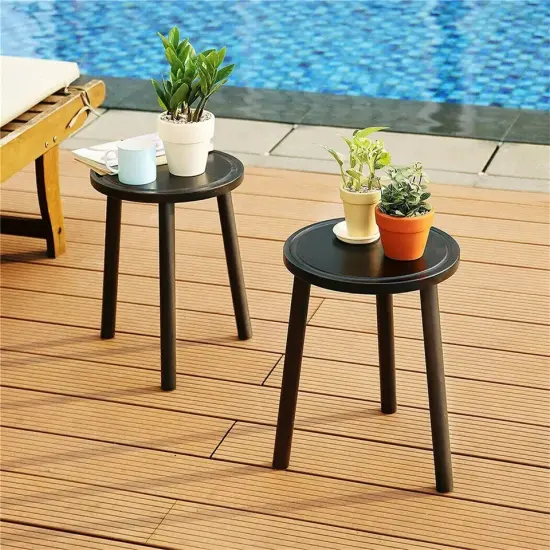 2x Small Side Table Round End Table Wood Plant Stand 3-Legs Stool Furniture Home {2}