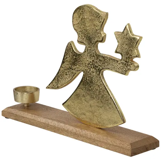Northlight Angel with Star Metal Christmas Tealight Candle Holder - 12" Gold {4}
