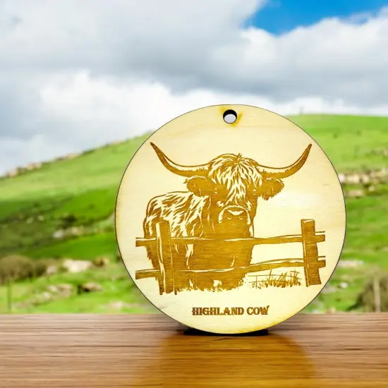 Ornament - Highland Cow Raw Wood {3}