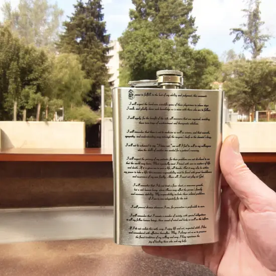 8oz Hippocratic Oath Stainless Steel Flask {6}