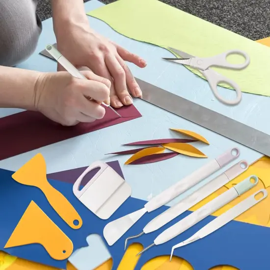 8 Pieces Weeding Tools for Vinyl, FineGood Weeding Tool Set Basic Craft Removal Kits Scissors Scraper Spatula Tweezers for Die Cut Cardstock Scrapbooking {3}
