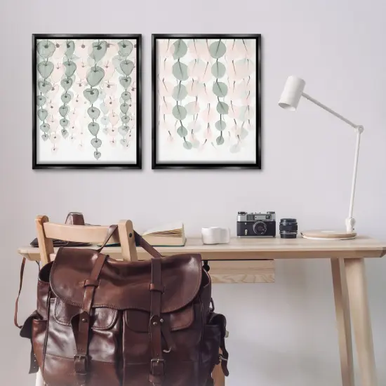 Stupell Industries Translucent Hanging Vines Foliage Framed Floater Canvas Wall Art Black Floater Frame {2}