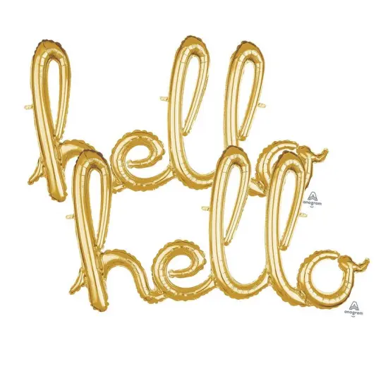 Anagram&reg; 39 Inch Hello Gold Script Phrase Balloon {4}