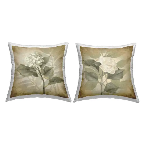 Vintage Opaque Hydrangea 2 PC Outdoor Printed Pillow Set Design by Lanie Loreth, 18 x 7 x 18 {1}