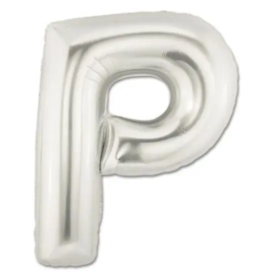 LETTER P FOIL BALLOON Metallic Silver {1}