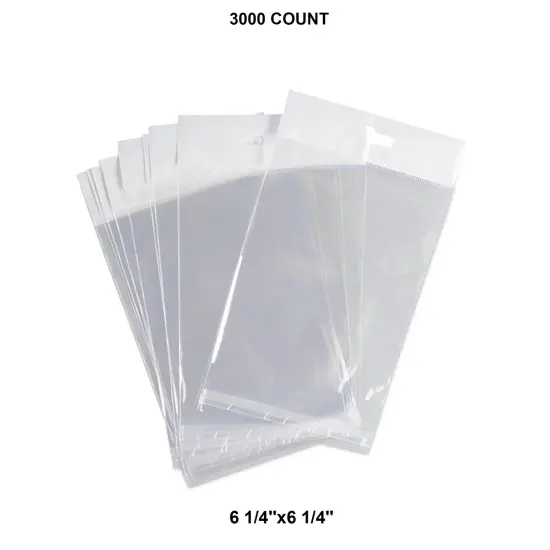 Durable Lip & Tape Cello Bags with Header 6 1/4" x 6 1/4" 1.6 mil {1}