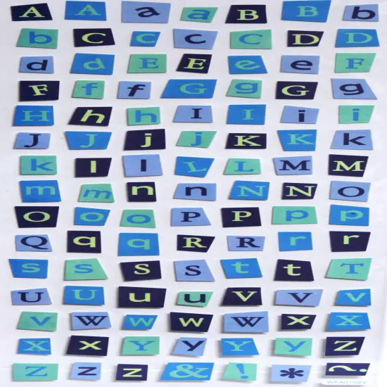 Designer Shades of Winter Blue Alphabet Stickers {1}