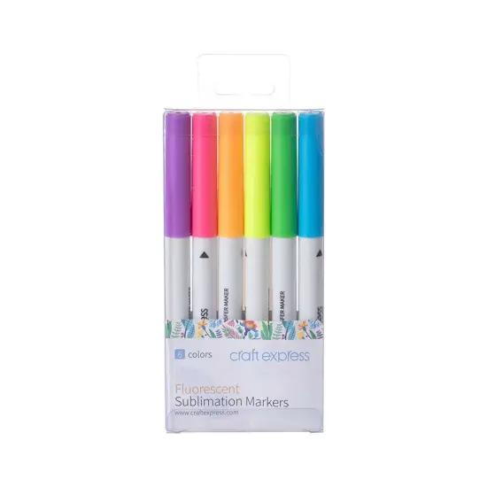 Craft Express 6 Pack Fluorescent Sublimation Markers &ndash; Dual-Tip, Neon Ink Pens {1}