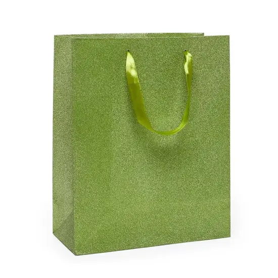 Durable Glitter Grain Euro Totes 7'' x 3 7/8'' x 9 1/16'' for Gifts Lime {2}