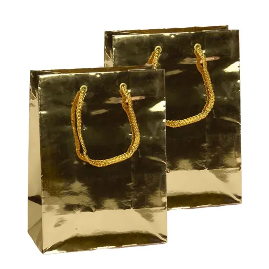 Metallic Paper Euro Totes 4 3/4'' x 2 3/4'' x 6 3/4'' for Stylish Packaging Gold {5}