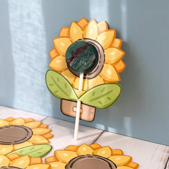 Wrapables Birthday Lollipop Paper Card Candy Holders, Party Supplies, Decorations, Party Favors (100pcs), Sunflowers {4}