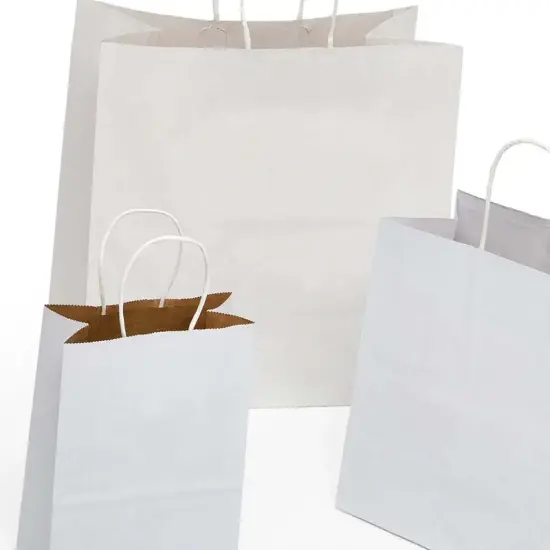 White Kraft Versa Recycled Handle Bags 13'' X 6'' X 16'' Classic {5}